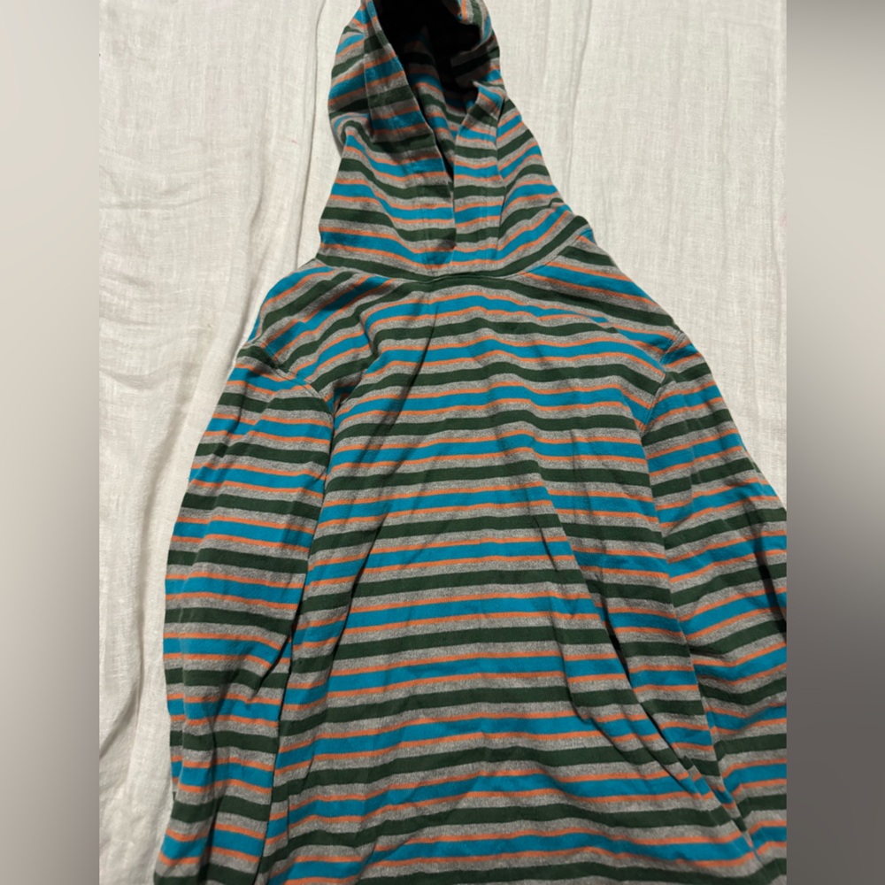 Hanna Andersson Green and Orange Striped Hoodie